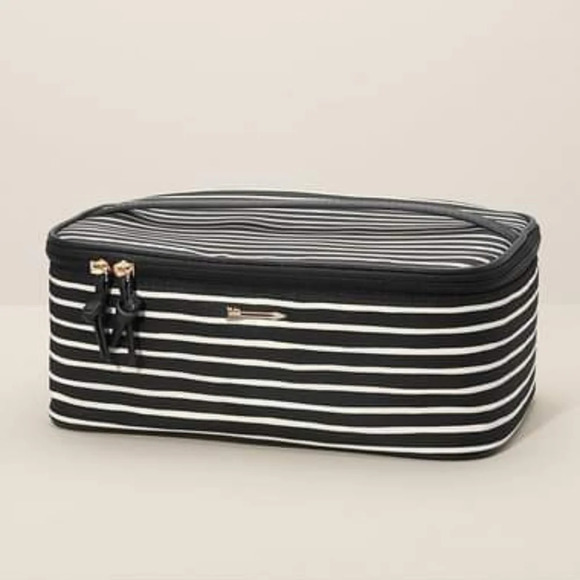 Stella & Dot, Large Black and‎ Cream Striped Train Case, Brand New in Packaging! - Picture 1 of 2